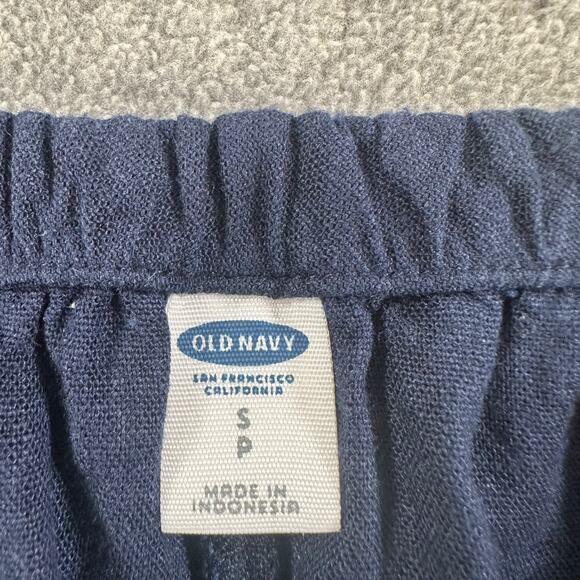 Old Navy Off Shoulder Ruffle Dress Women's Small Navy Blue Linen Blend - Picture 6 of 8